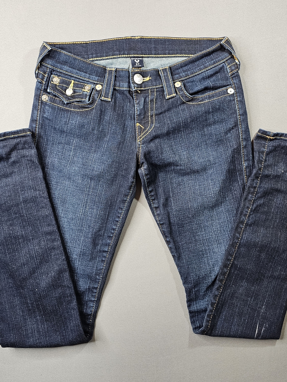 True Religion Women's Dark Wash Straight Leg Jeans - Made in USA